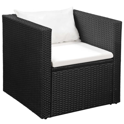 Set Divani da Giardino 4 pz in Polyrattan Nero e Bianco