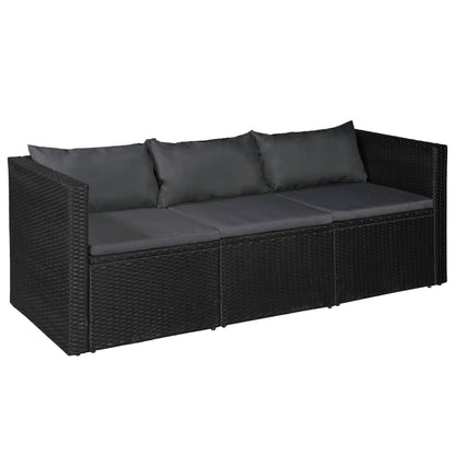 Set Divani da Giardino 4 pz in Polyrattan Nero e Grigio