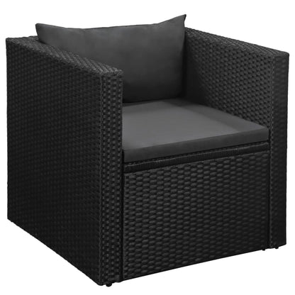 Set Divani da Giardino 4 pz in Polyrattan Nero e Grigio