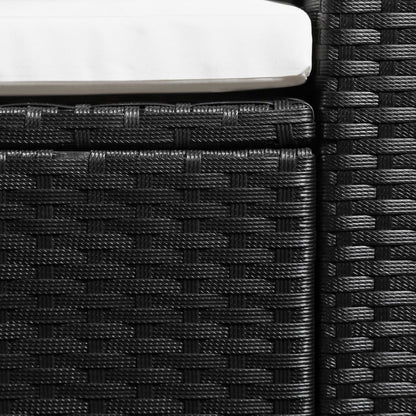 Divano da Giardino a 3 Posti Nero in Polyrattan Cuscini Bianchi