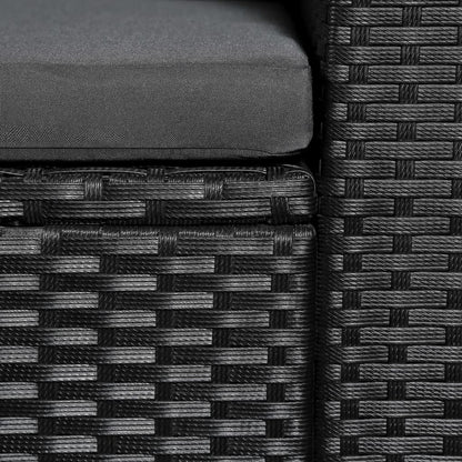 Divano da Giardino a 3 Posti Nero in Polyrattan Cuscini Grigi