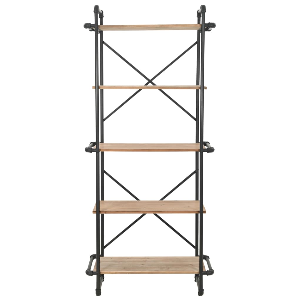 Libreria in Legno Massello di Abete e Acciaio 80x42x180 cm