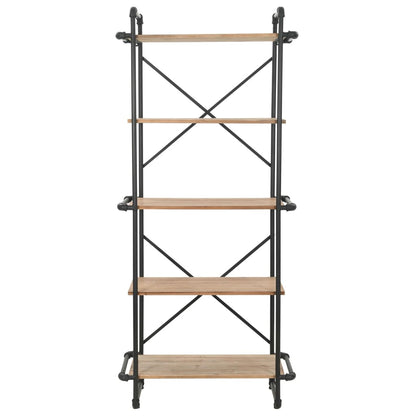 Libreria in Legno Massello di Abete e Acciaio 80x42x180 cm