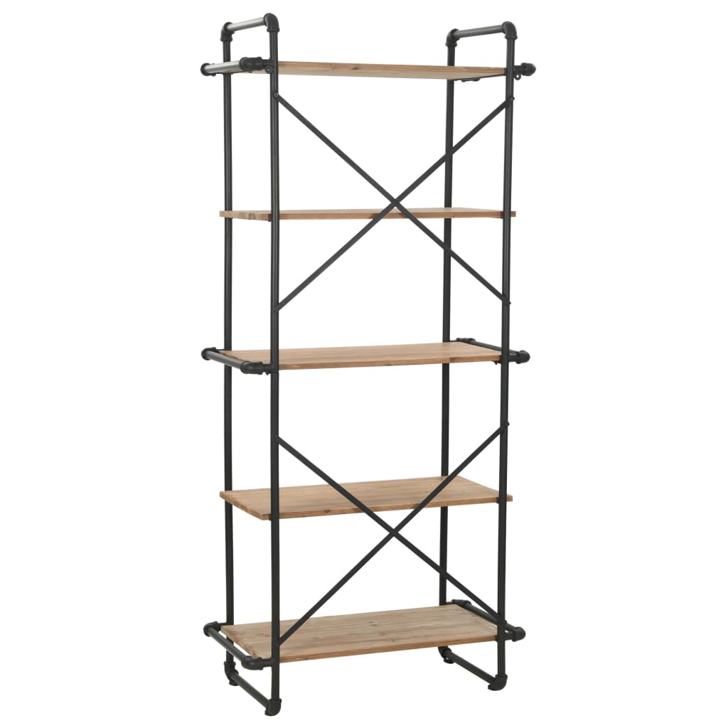 Libreria in Legno Massello di Abete e Acciaio 80x42x180 cm