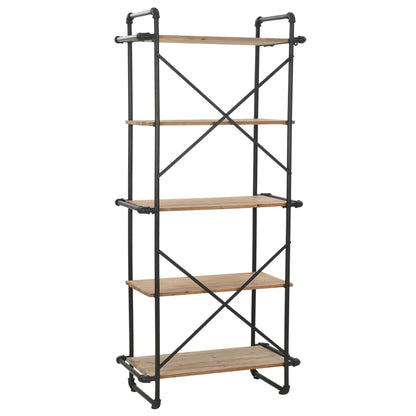 Libreria in Legno Massello di Abete e Acciaio 80x42x180 cm