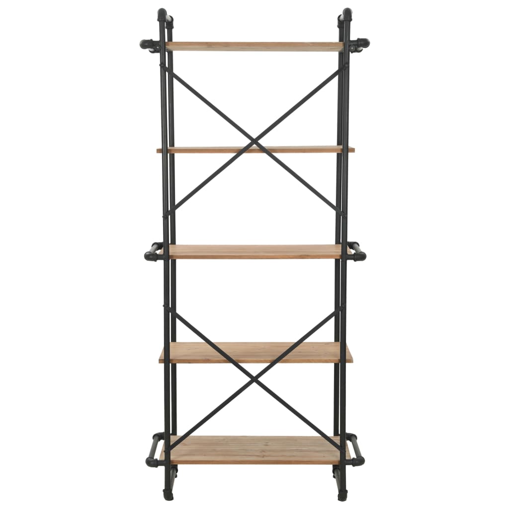 Libreria in Legno Massello di Abete e Acciaio 80x42x180 cm