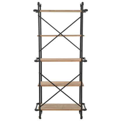 Libreria in Legno Massello di Abete e Acciaio 80x42x180 cm