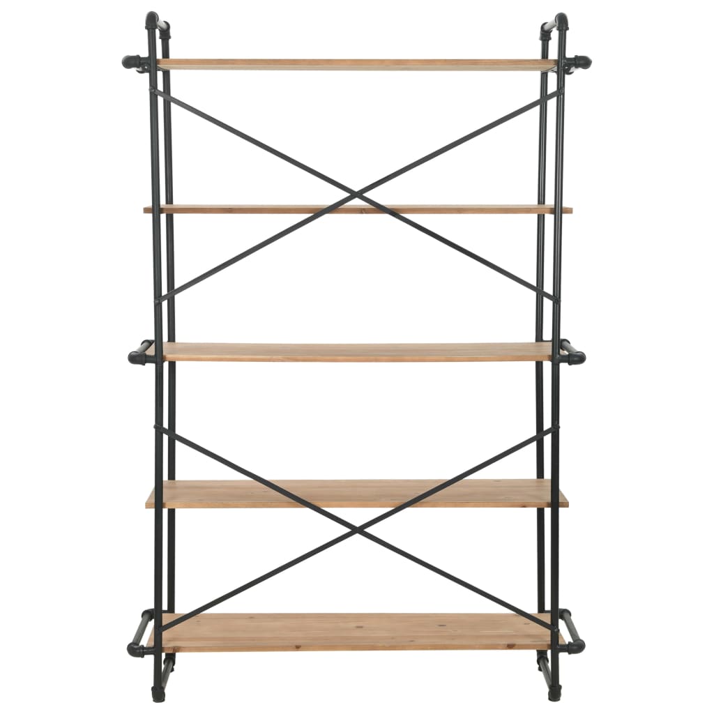 Libreria in Legno Massello di Abete e Acciaio 120x42x180 cm