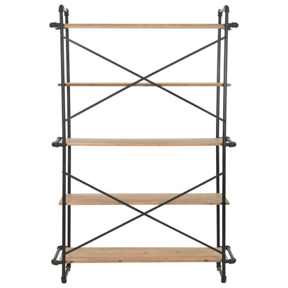 Libreria in Legno Massello di Abete e Acciaio 120x42x180 cm