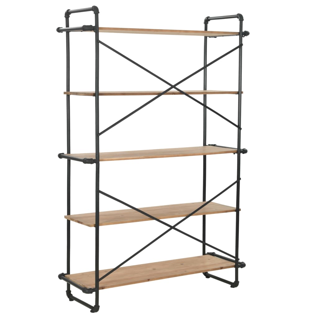 Libreria in Legno Massello di Abete e Acciaio 120x42x180 cm