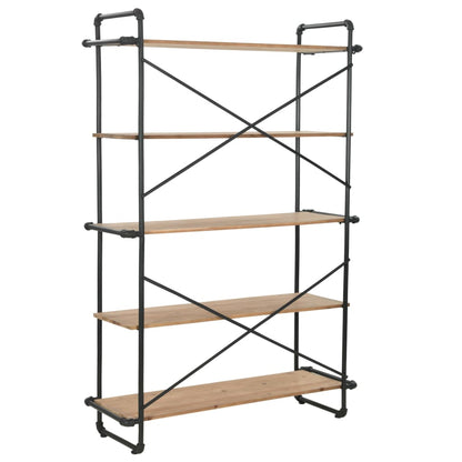 Libreria in Legno Massello di Abete e Acciaio 120x42x180 cm