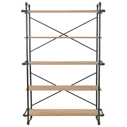 Libreria in Legno Massello di Abete e Acciaio 120x42x180 cm