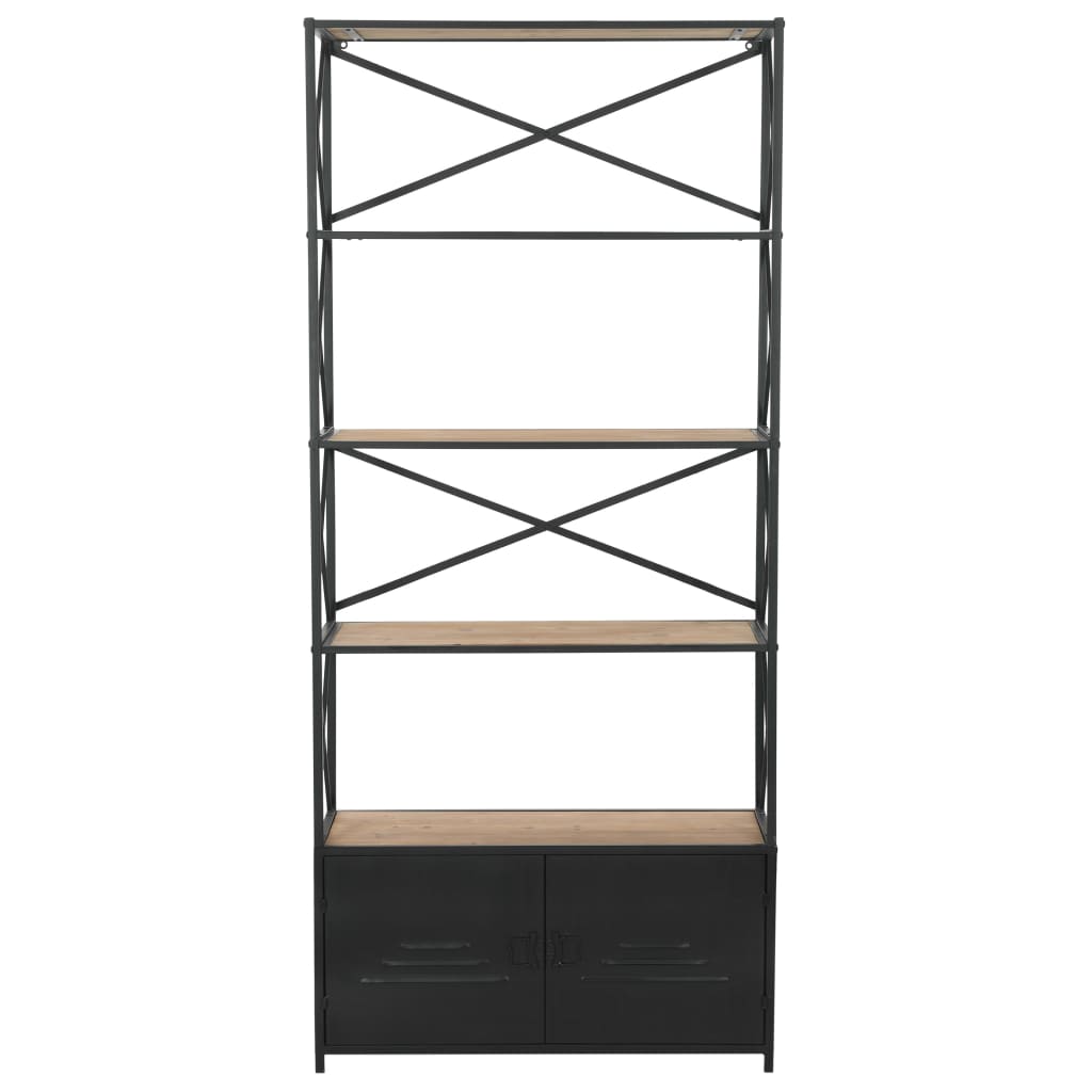 Libreria in Legno Massello di Abete e Acciaio 80x32,5x180 cm