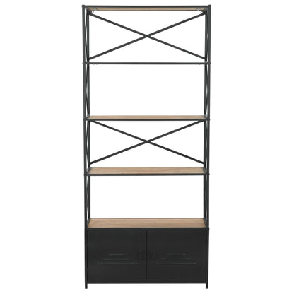 Libreria in Legno Massello di Abete e Acciaio 80x32,5x180 cm