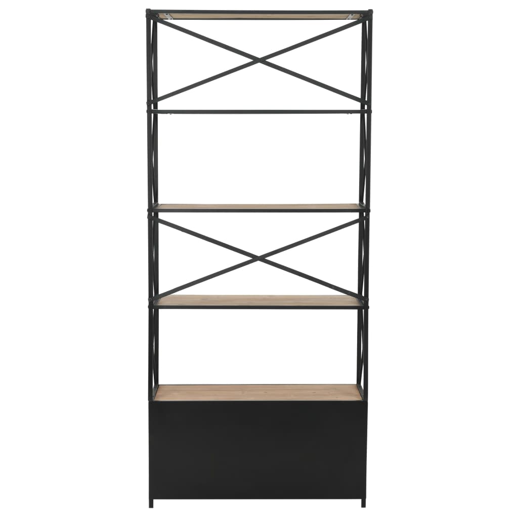 Libreria in Legno Massello di Abete e Acciaio 80x32,5x180 cm