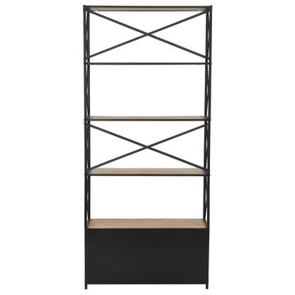 Libreria in Legno Massello di Abete e Acciaio 80x32,5x180 cm