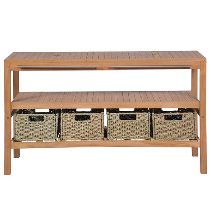 Mobile per Lavabo con 4 Cesti in Massello di Teak 132x45x75 cm