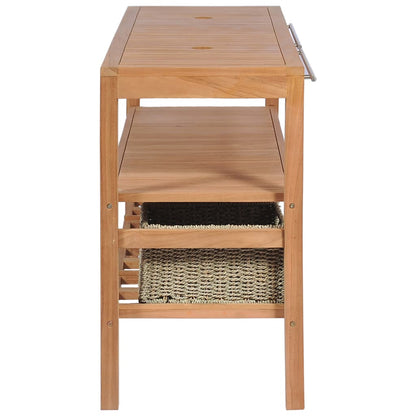 Mobile per Lavabo con 4 Cesti in Massello di Teak 132x45x75 cm