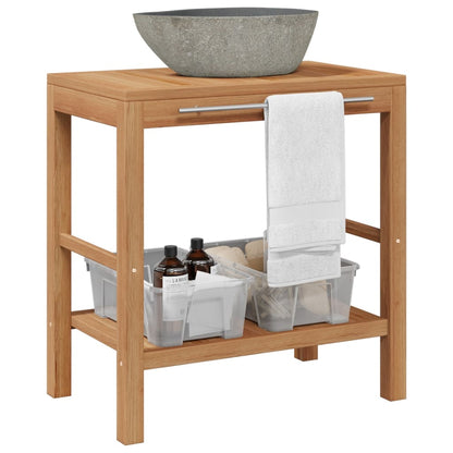Mobile Bagno in Massello di Teak con Lavabo in Pietra di Fiume