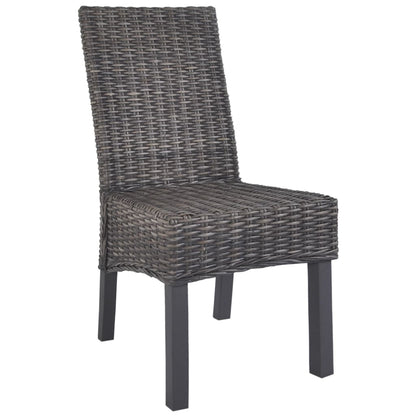 Sedie da Pranzo 2 pz Marroni in Rattan Kubu e Legno di Mogano