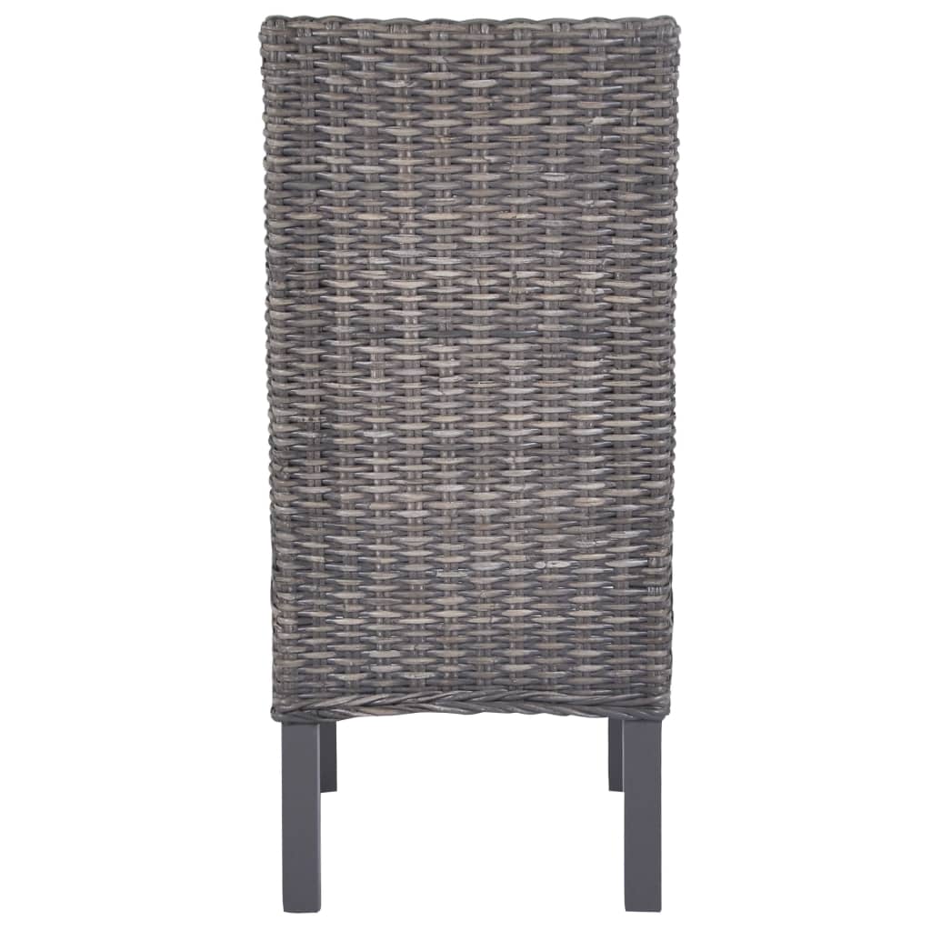 Sedie da Pranzo 2 pz Marroni in Rattan Kubu e Legno di Mogano