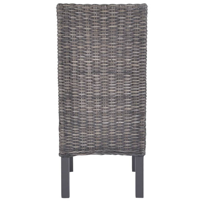 Sedie da Pranzo 2 pz Marroni in Rattan Kubu e Legno di Mogano