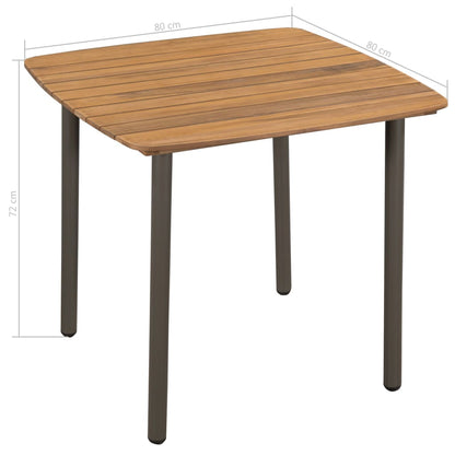 Tavolo da Giardino 80x80x72cm in Massello di Acacia e Acciaio