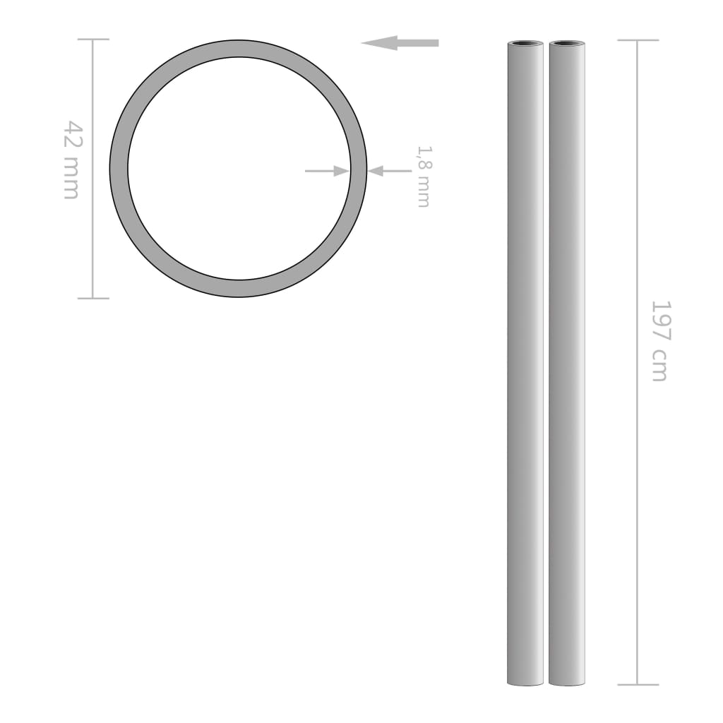 Tubi in Acciaio Inossidabile Rotondi 2 pz V2A 2m Ã˜42x1,8mm