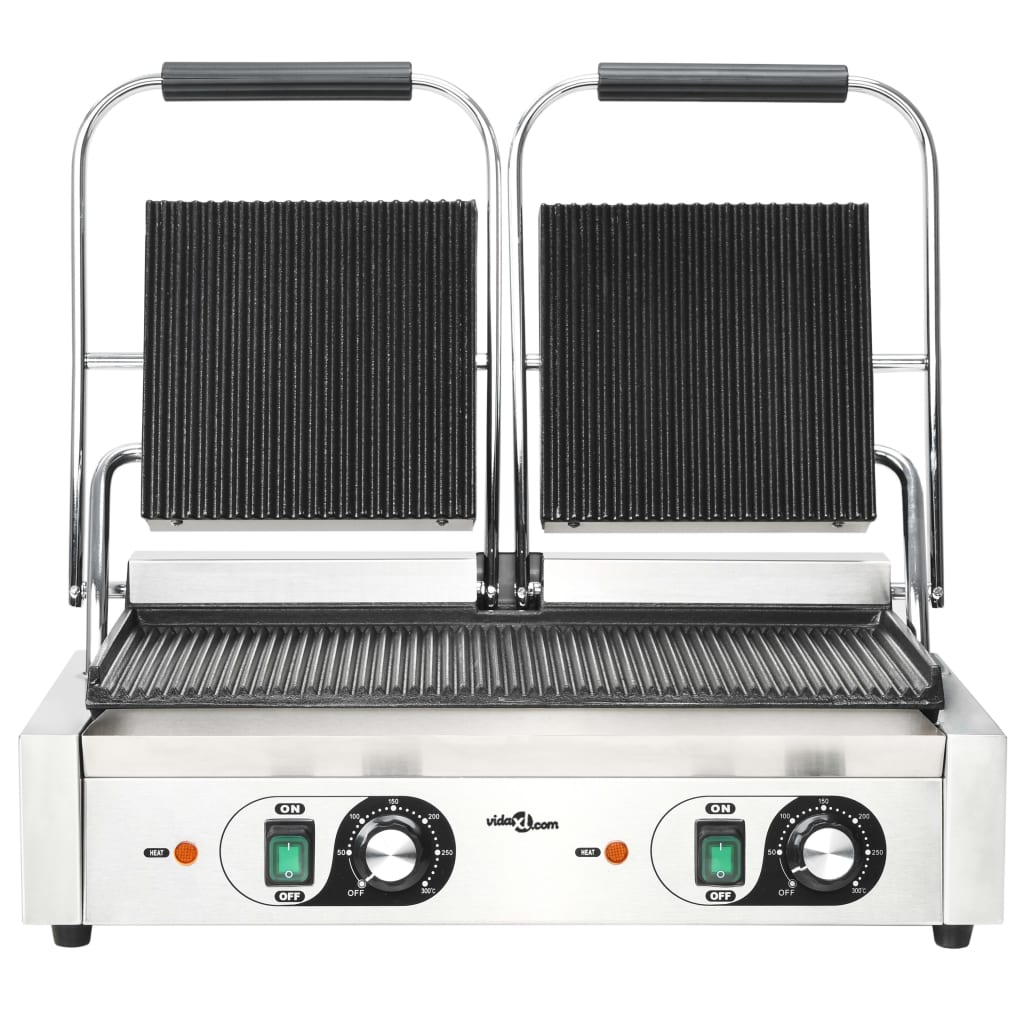 Doppia Griglia per Panini Scanalata 3600 W 57x30,5x20 cm