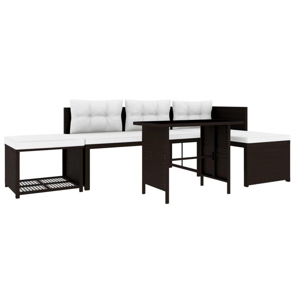 Set Divani da Giardino 4 pz in Polyrattan Marrone