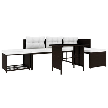 Set Divani da Giardino 4 pz in Polyrattan Marrone