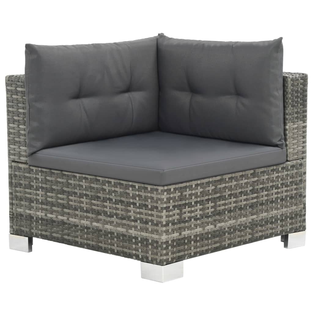 Set Divani da Giardino 10 pz con Cuscini in Polyrattan Grigio