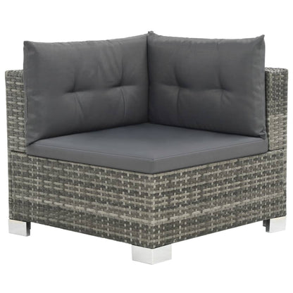 Set Divani da Giardino 10 pz con Cuscini in Polyrattan Grigio