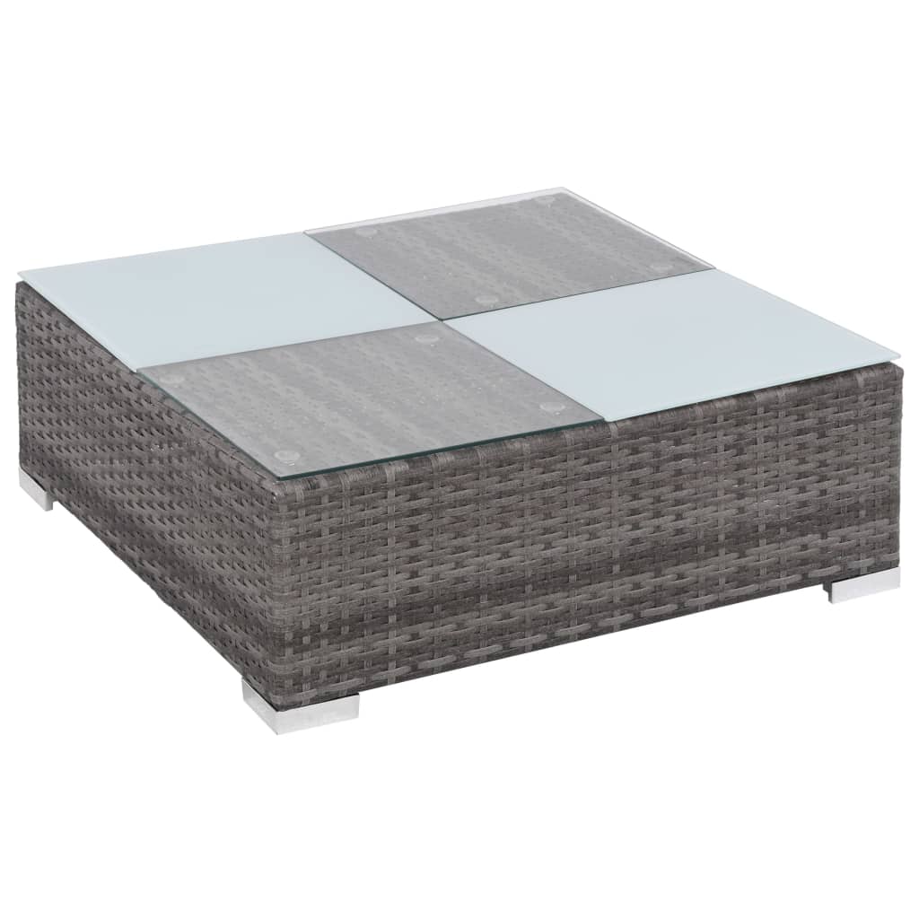 Set da Giardino 8 pz con Cuscini in Polyrattan Grigio