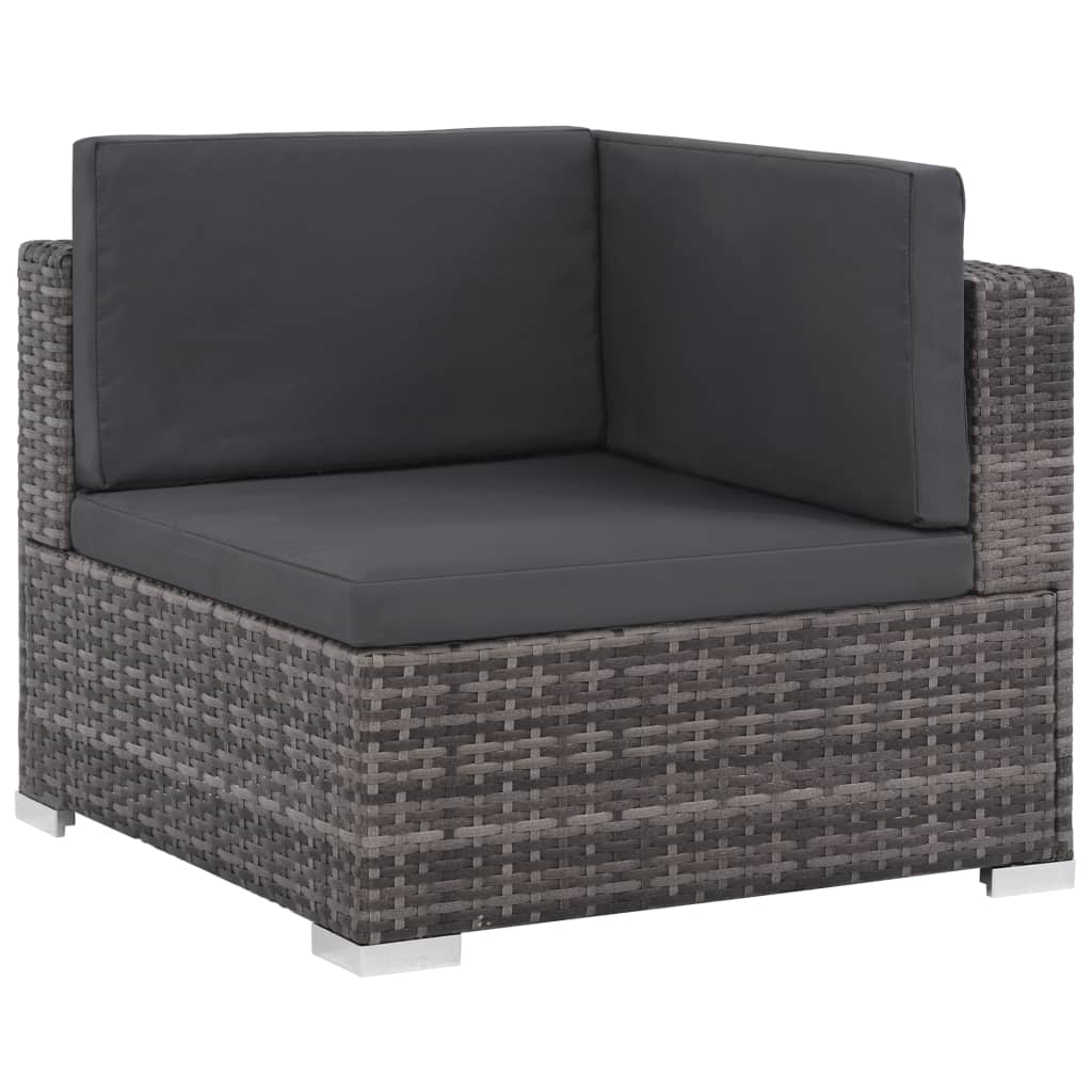 Set da Giardino 6 pz con Cuscini in Polyrattan Grigio