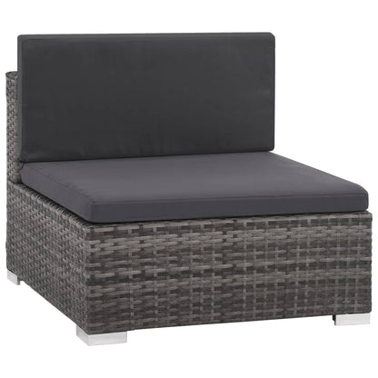 Set da Giardino 6 pz con Cuscini in Polyrattan Grigio