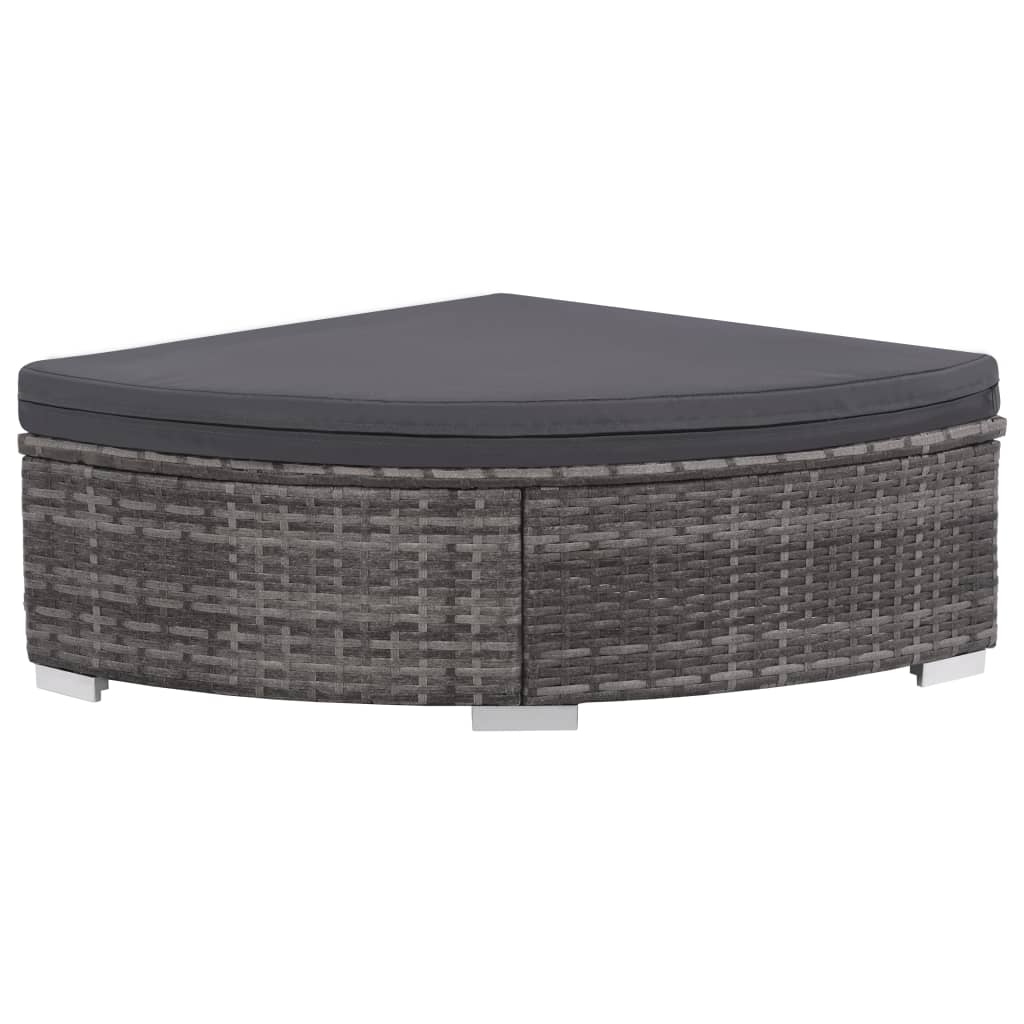 Set da Giardino 6 pz con Cuscini in Polyrattan Grigio
