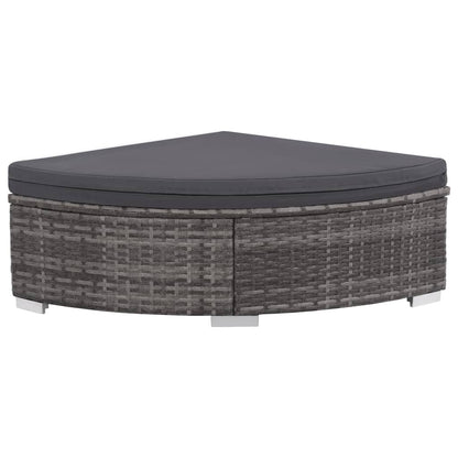Set da Giardino 6 pz con Cuscini in Polyrattan Grigio