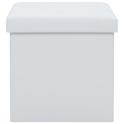 Sgabello Pieghevole con Contenitore Bianco in Similpelle