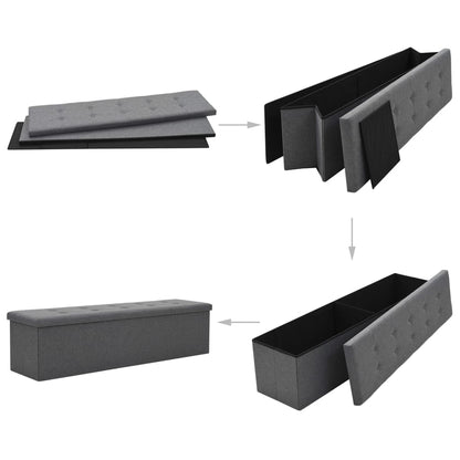 Cassapanca Pieghevole in Simil Lino 150x38x38 cm Grigio Scuro