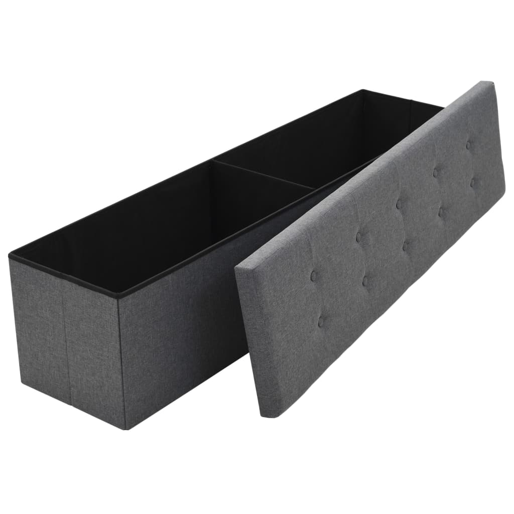 Cassapanca Pieghevole in Simil Lino 150x38x38 cm Grigio Scuro