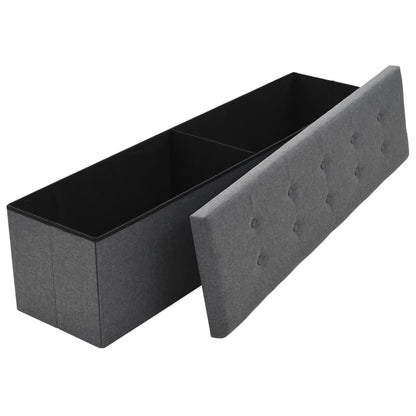 Cassapanca Pieghevole in Simil Lino 150x38x38 cm Grigio Scuro