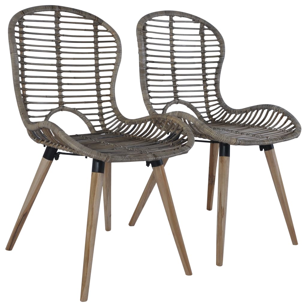 Sedie da Pranzo 2 pz Marroni in Rattan Naturale