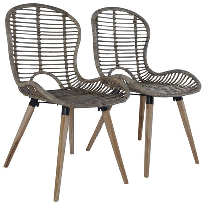 Sedie da Pranzo 2 pz Marroni in Rattan Naturale