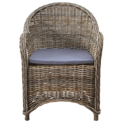 Sedie da Esterno 2 pz con Cuscini in Rattan Naturale