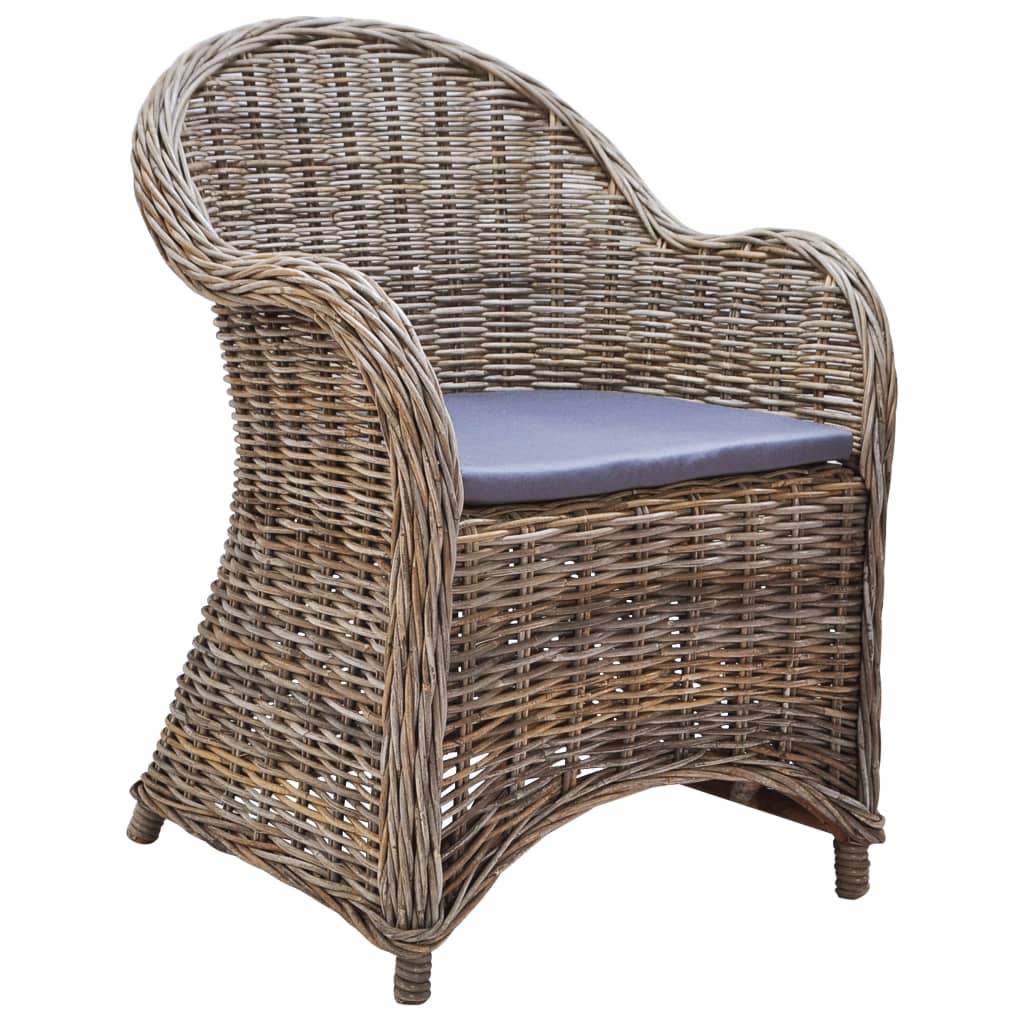 Sedie da Esterno 2 pz con Cuscini in Rattan Naturale