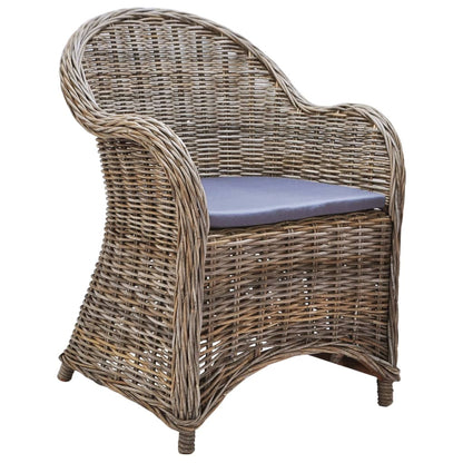 Sedie da Esterno 2 pz con Cuscini in Rattan Naturale