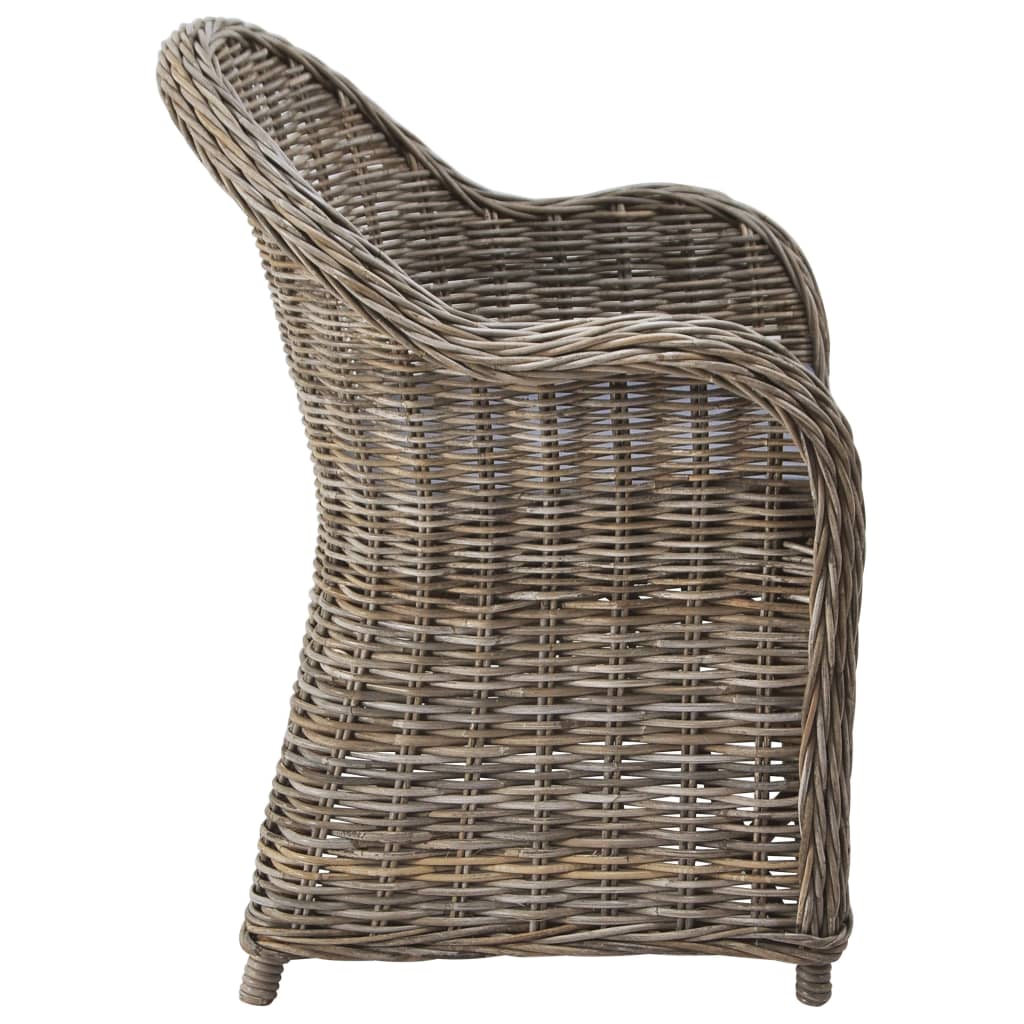 Sedie da Esterno 2 pz con Cuscini in Rattan Naturale