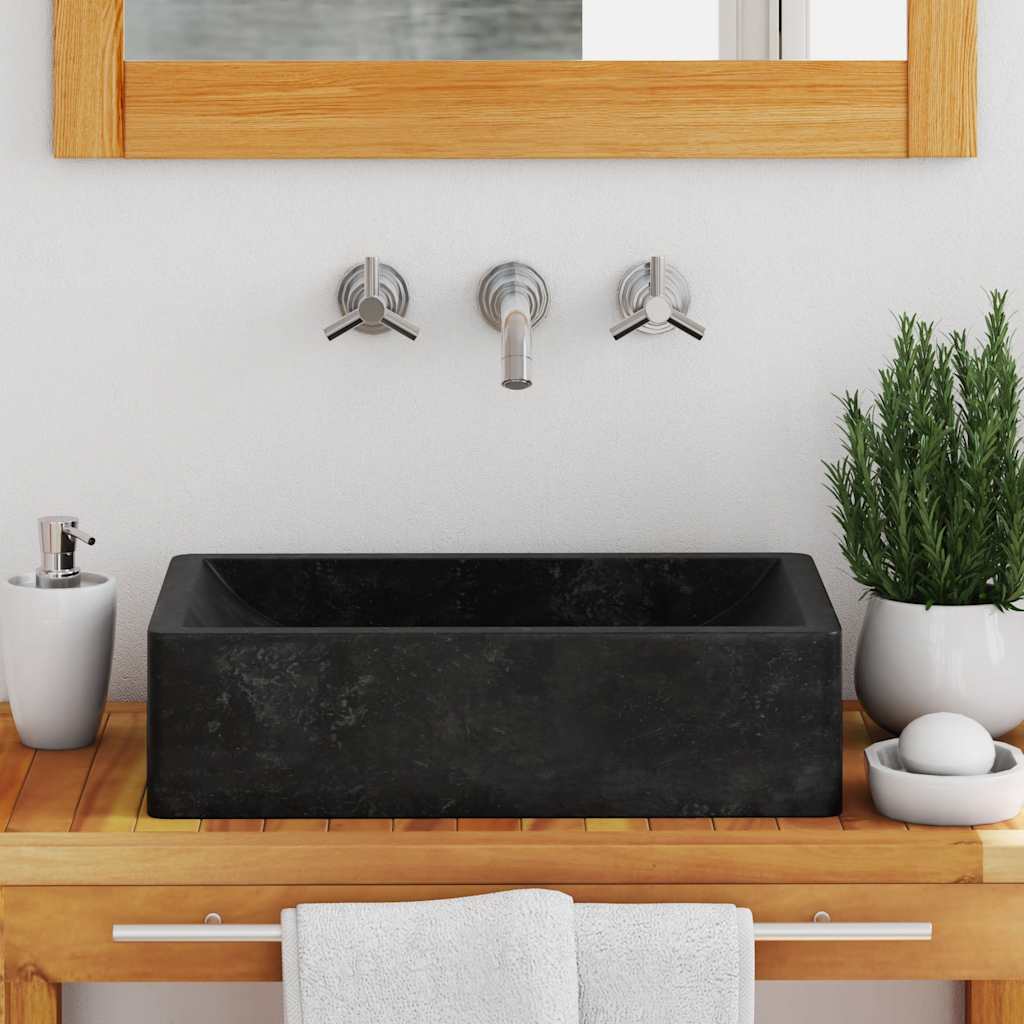 Lavello 45x30x12 cm Marmo Lucido Nero