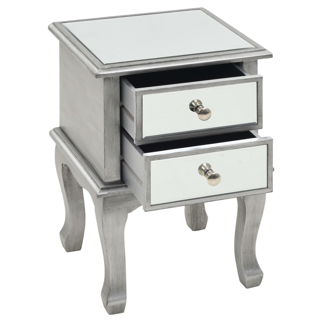 Comodino Specchiato in MDF e Vetro 34,5x30x50 cm